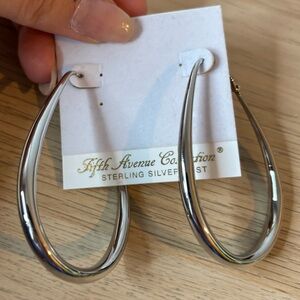 Fifth Avenue Silver Tone Oval Hoop Earrings